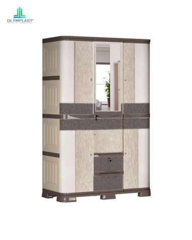 Olymplast Lemari Pakaian Plastik 3 Pintu SCOC 3 Leather Fabric - Lemari Penyimpanan Pakaian Furnitur
