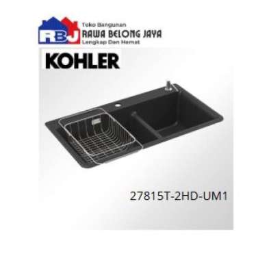 KOHLER Bak Cuci Piring Cairn Offset Hitam / Kitchen Sink 27815T-2HD-UM1 Black / Kohler 27815T-2HD-UM