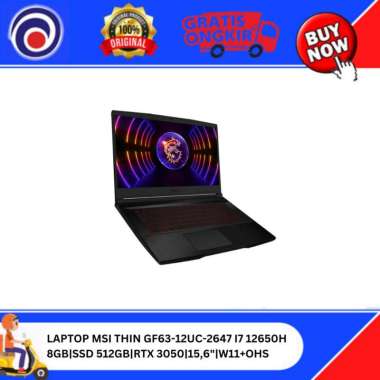 LAPTOP MSI THIN GF63 i7-12650H|8GB|SSD512|15,6" FHD|RTX3050|W11