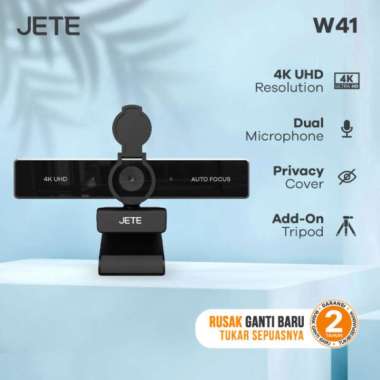 JETE W41 Webcam 4K UHD for Meeting Streaming Built-in Dual Mic with Mini Tripod - Webcam JETE W41