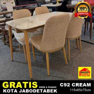 MEJA MAKAN MARMER 4 KURSI - MEJA MAKAN SET 4 KURSI - C92 CREAM - MAGGIO