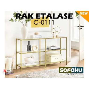 Rak Etalase Kaca C-0111 - Rak Kaca Rak Pajangan Besi/Rak Tingkat Kaca - Rak Showcase Rak Susun Kotak