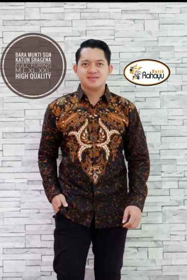 BARA MUKTI SOGAN Kemeja Batik Pria Lengan Panjang Batik Solo Eksklusif XL