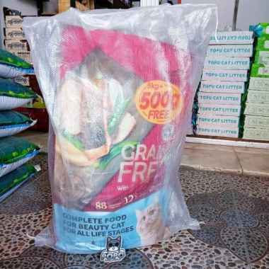 makanan kucing kf kitchen flavor grain free beauty sak bag 8kg