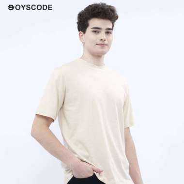 BOYSCODE Kaos Polos Lengan Pendek Basic Oneck Pria Khaki / Men T-Shirt Premium Cotton L