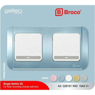Broco Electrical Galleo G26161 (B) Saklar Engkel 2 Gang WID Hawaiian Blue
