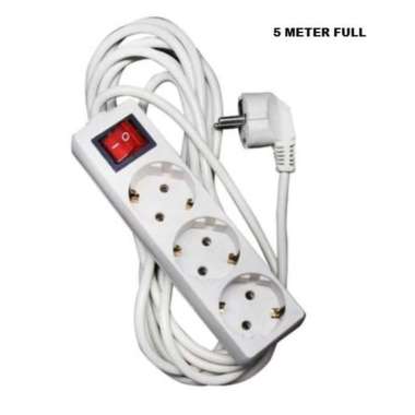 Stop kontak + saklar 3 lubang 5 Meter / Terminal colokan 5 Meter
