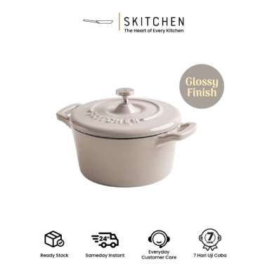 Skitchen Aurora Enamel Dutch Oven Cast Iron (12 cm) Abu-abu
