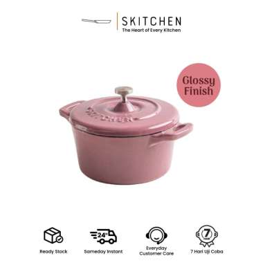 Skitchen Aurora Enamel Dutch Oven Cast Iron (12 cm) Pink