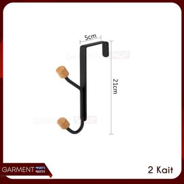 Gantungan Pintu Kait Baju Tas 6 Titik Kapstok Gantung Belakang Pintu Hanger Double Hook Kayu Stainle
