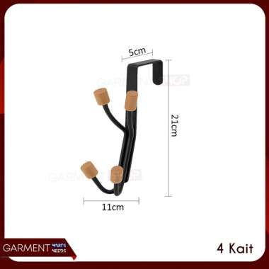 Gantungan Pintu Kait Baju Tas 6 Titik Kapstok Gantung Belakang Pintu Hanger Double Hook Kayu Stainle