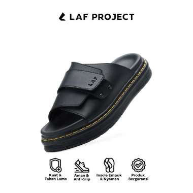 Sandal Slide Pria Wanita Selop Empuk Anti Slip Casual Formal Morva Hitam LAF Project 40 Hitam