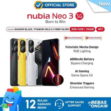 ZTE Nubia Neo 3 5G RAM 20 GB (8 + 12/256GB) 6000 mAH Fast Charging 33W Garansi Resmi Black