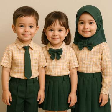 SAOIRSE'S Eunji Uniform - Setelan Seragam Sekolah PAUD/TK Anak Perempuan Laki Laki Korean Motif Kota