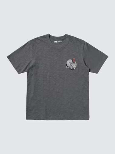 UNIQLO T-Shirt Kaos Pria UT Ukiyo-E Lengan Pendek DARK GRAY L