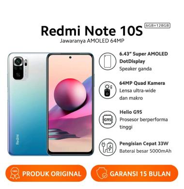 Xiaomi Redmi Note 10s Ram 6/128Gb Garansi Resmi Ocean Blue