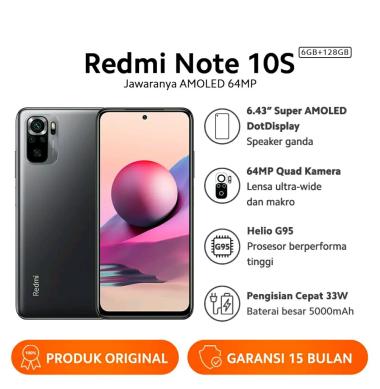 Xiaomi Redmi Note 10s Ram 6/128Gb Garansi Resmi Onyx Gray