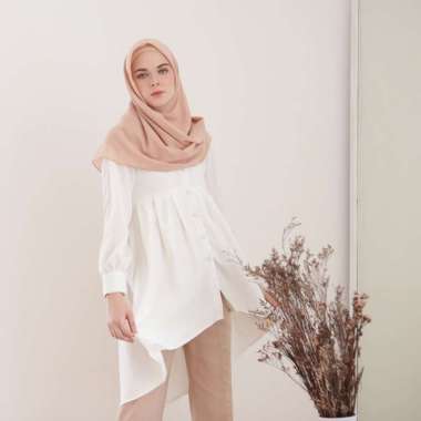 Naira Aska Label - Tunik wanita atasan blouse polos full kancing Multicolor