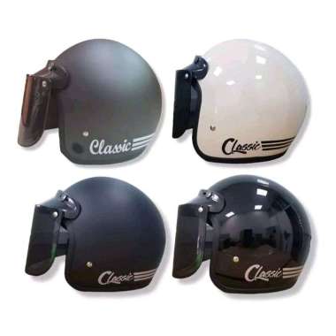 Helm Bogo Classic Beta Varian Warna Kaca Datar Black Doff