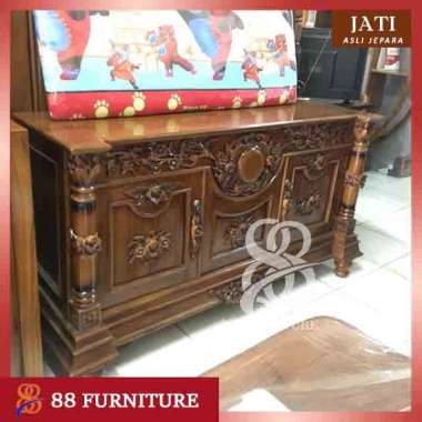 Bupet TV Jati | Meja TV Kayu Jati Ukir 1,5 meter | Bufet TV Ukiran