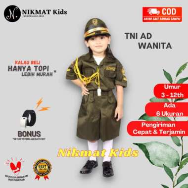 BAJU PROFESI TENTARA WANITA ANAK PEREMPUAN ANGKATAN DARAT KOSTUM TK SD - No.5 (7-9Tahun)