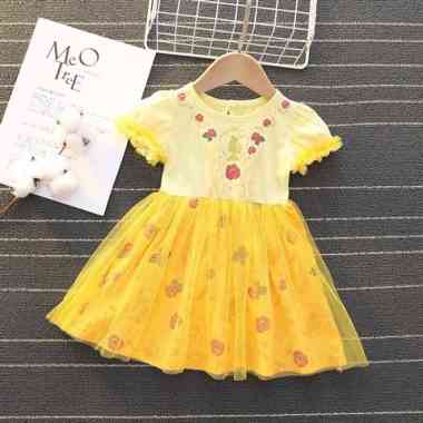 PRINCESS DRESS BAJU KAOS TULLE BELLE ARIEL ELSA CINDERELLA COSTUME - 120 Belle