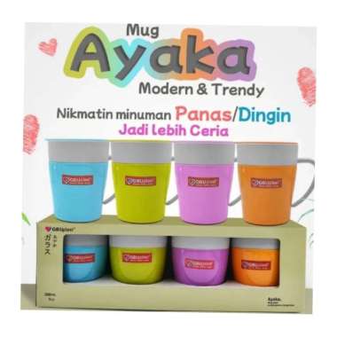 Mug warna anti pecah 1 set isi 4 gelas free box cantik/gelas mug tahan panas dingin/souvernir/gift n