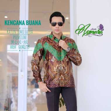 KENCANA BUANA HIJAU Kemeja Batik Pria Bahan Semi Sutra Kemeja Batik Lengan Panjang Kemeja Batik Pria
