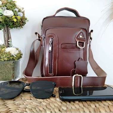 Verish Tas Selempang Pria / Tas Kulit Pria 100% ORIGINAL Kulit Sapi Asli Garut Pull up Premium Cokla