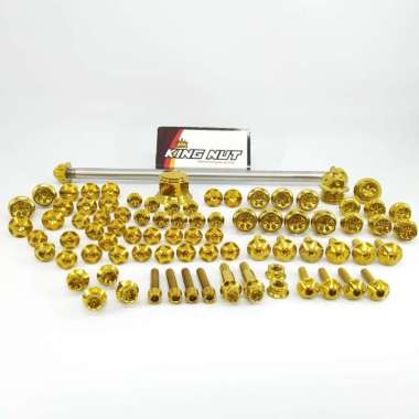 Baut Full Set RX King Paket Hemat Baut Probolt Thailand Stainless Steel King Nut Gold