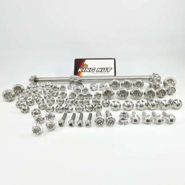 Baut Full Set RX King Paket Hemat Baut Probolt Thailand Stainless Steel King Nut Silver