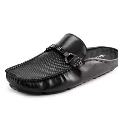 PLF7 SEPATU SANDAL PRIA PLAYBOY ORIGINAL SENDAL SLIP ON KULIT BRANDED HITAM BLACK