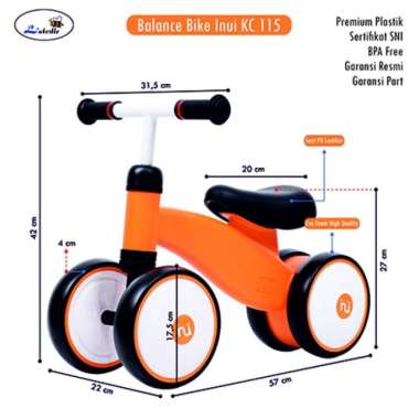 Labeille garansi resmi KC 115 Balance Bike Inui Mini Bike Orange