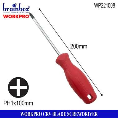 Workpro Obeng CRV Screwdriver Slotted Phillips PH1x100mm