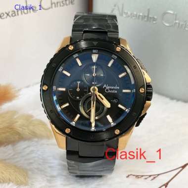Original 100%!! Jam Alexandre Christie Pria AC 6653 AC6653 Black Rosegold Stainless Garansi Resmi 1