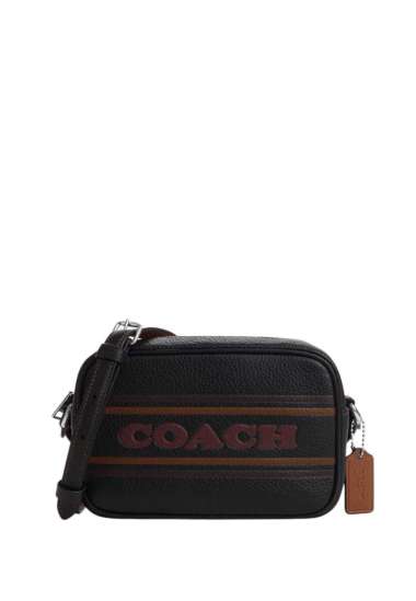 COACH Mini Jamie Camera Bag With Stripe Black Saddle