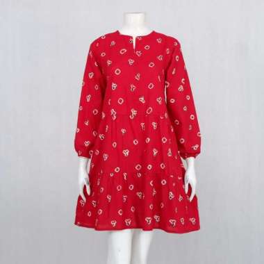 Dress Batik Jumputan Handmade Asli Solo | Dress Jumput Inten - Langitjua Batik Solo XXL merah cengke