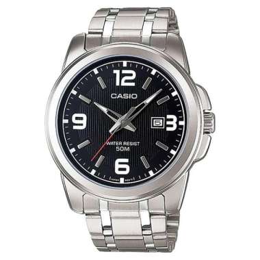 Original 100%!! CASIO MTP-1314D-1AVDF - Jam Tangan Pria Silver Hitam