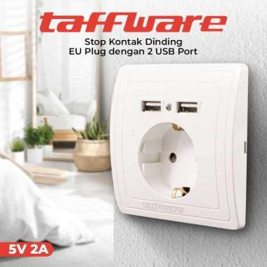 Stop Kontak Dinding EU Plug dengan 2 USB Port SCN2 T Colokan Listrik Staker Gepeng Seteker Steker St