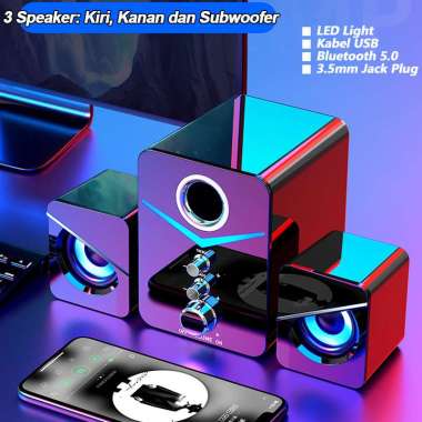 PC SPEAKER BLUETOOTH SUPER BASS M Hitam Set 3 Unit