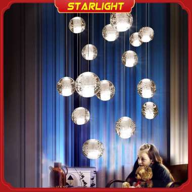 Lampu gantung tangga kristal Nord 11 Lampu-3 warna
