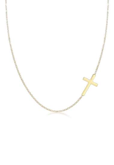 Elli Jewelry Perhiasan Wanita Perak Asli - Silver Kalung Salib Gold Plated