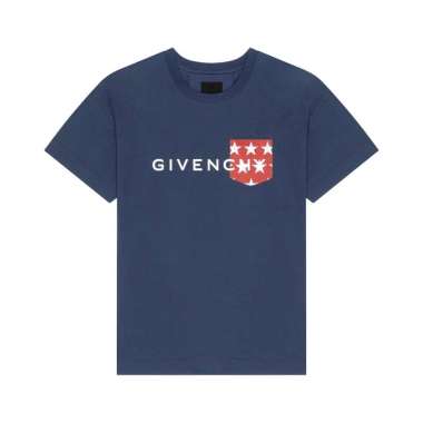 [12.12 Dealcember] Givenchy Signature Printed Cotton T-Shirt Blue Blue XL