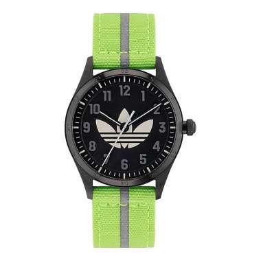 Jam Tangan Unisex Adidas Code Four AOSY23040 Black Dial Green Fabric Strap