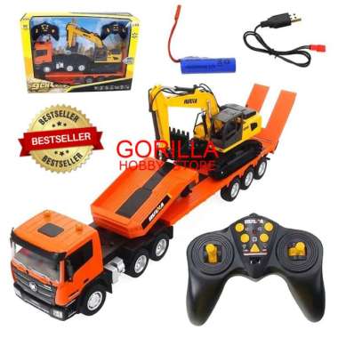 HUINA 1319 2 IN 1 COMBINATION RC TRUCK TRAILER FLATBED RC EXCAVATOR