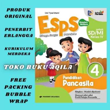 Buku Esps Pendidikan Pancasila Kelas 4 SD Erlangga Kurikulum Merdeka Multivariasi Multicolor