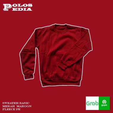 MERAH MAROON Cotton Fleece PE Sweater Crewneck Polos Pria dan Wanita UNISEX XXL