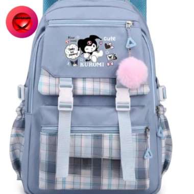 Tas sekolah anak motif kuromi size besar cocok anak SD - Hitam Biru