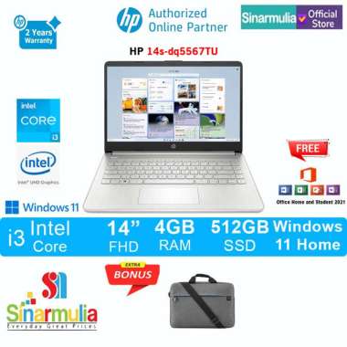 HP 14s-dq5567TU i3-1215U 512GB SSD 4GB FHD Win11+OHS
