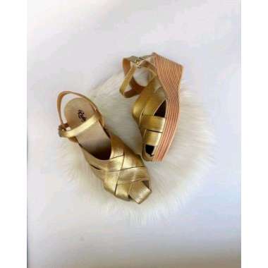 Sandal kulit Aladin kail sol lapis 7cm Garut Bahan Premium By Aqila Fashion 37 Gold